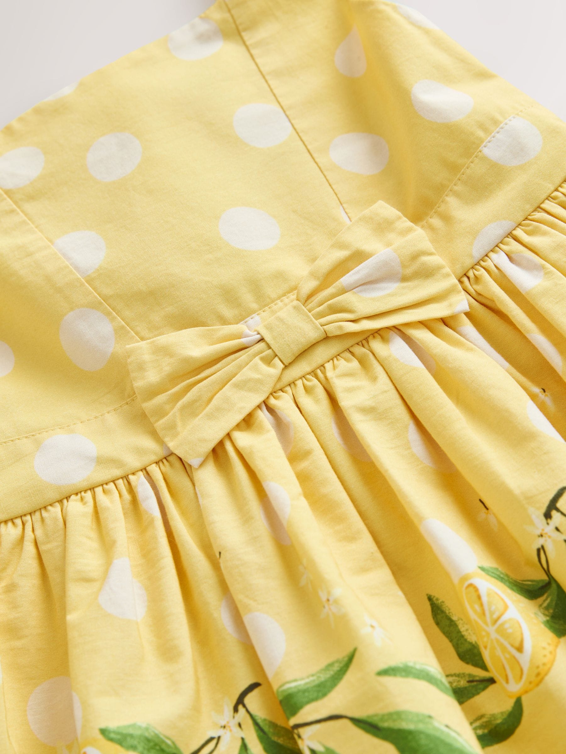Yellow Lemon Spot Bow Front Prom Dress (3mths-8yrs) image 7