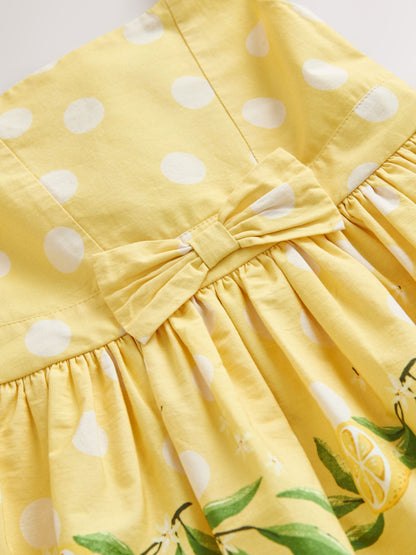 Yellow Lemon Spot Bow Front Prom Dress (3mths-8yrs) image 7