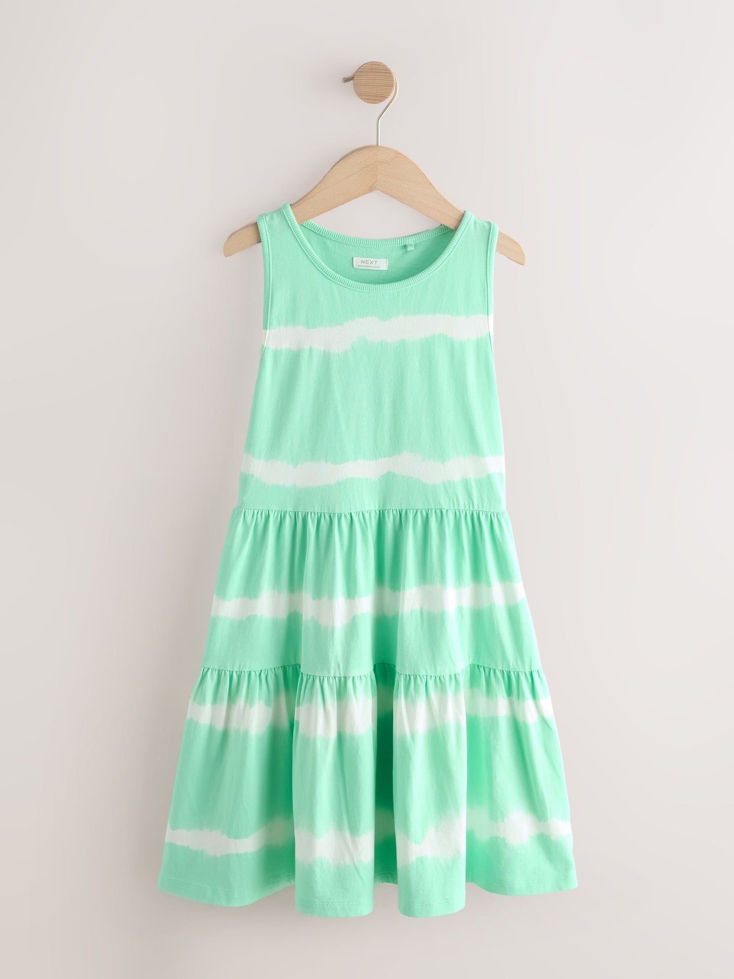 Mint Green Tie-Dye Twist Back Summer Dress (3-16yrs) image 6