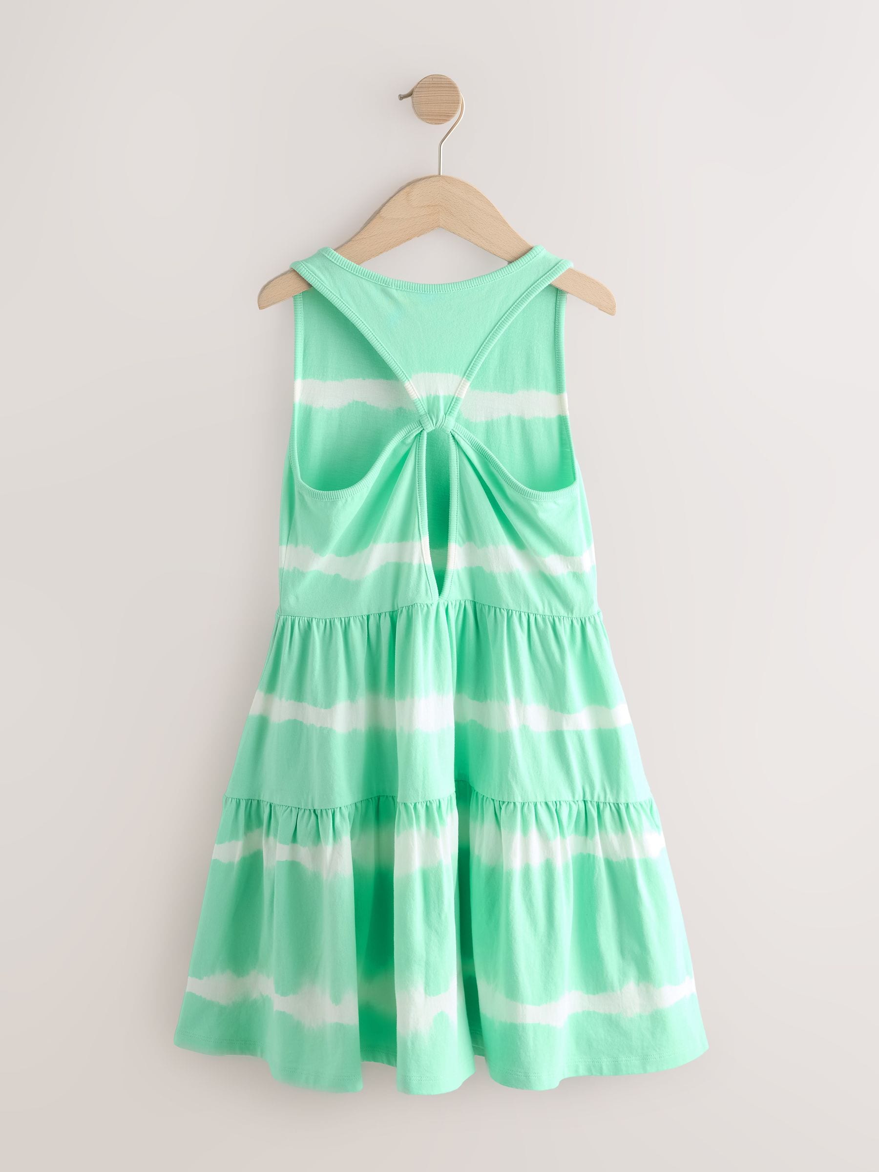 Mint Green Tie-Dye Twist Back Summer Dress (3-16yrs) image 7
