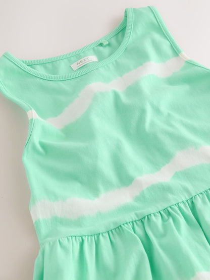 Mint Green Tie-Dye Twist Back Summer Dress (3-16yrs) image 8