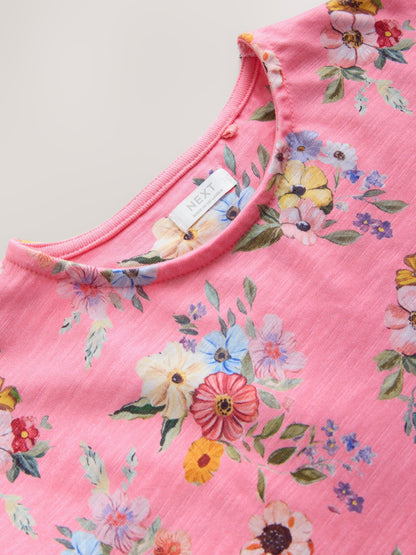 Pink Floral Short Sleeve Jersey Dress (3-16yrs) image 3