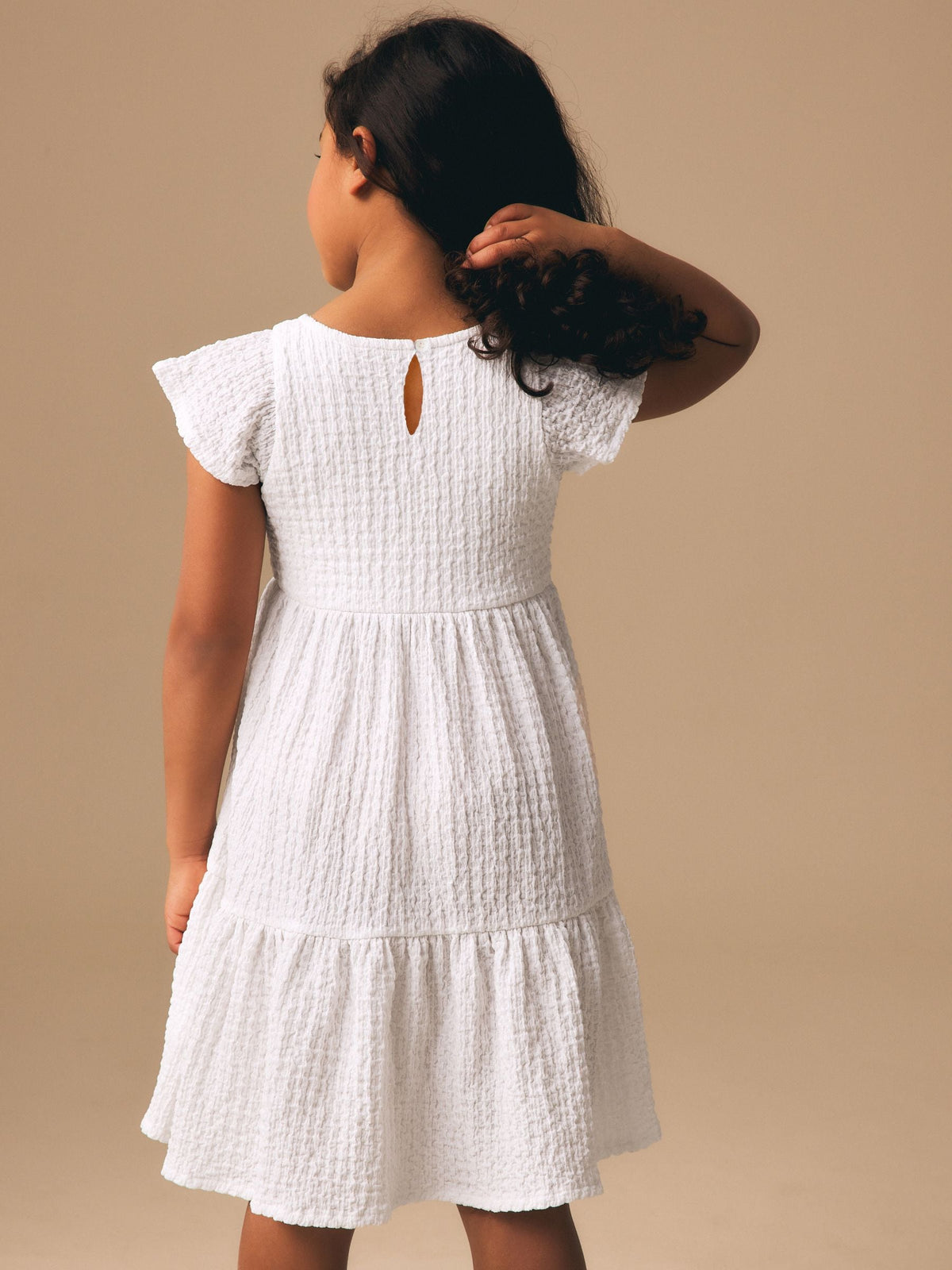 Dsiney Kidz - White Angel Sleeve Crinkle Dress (3-16yrs) image 3