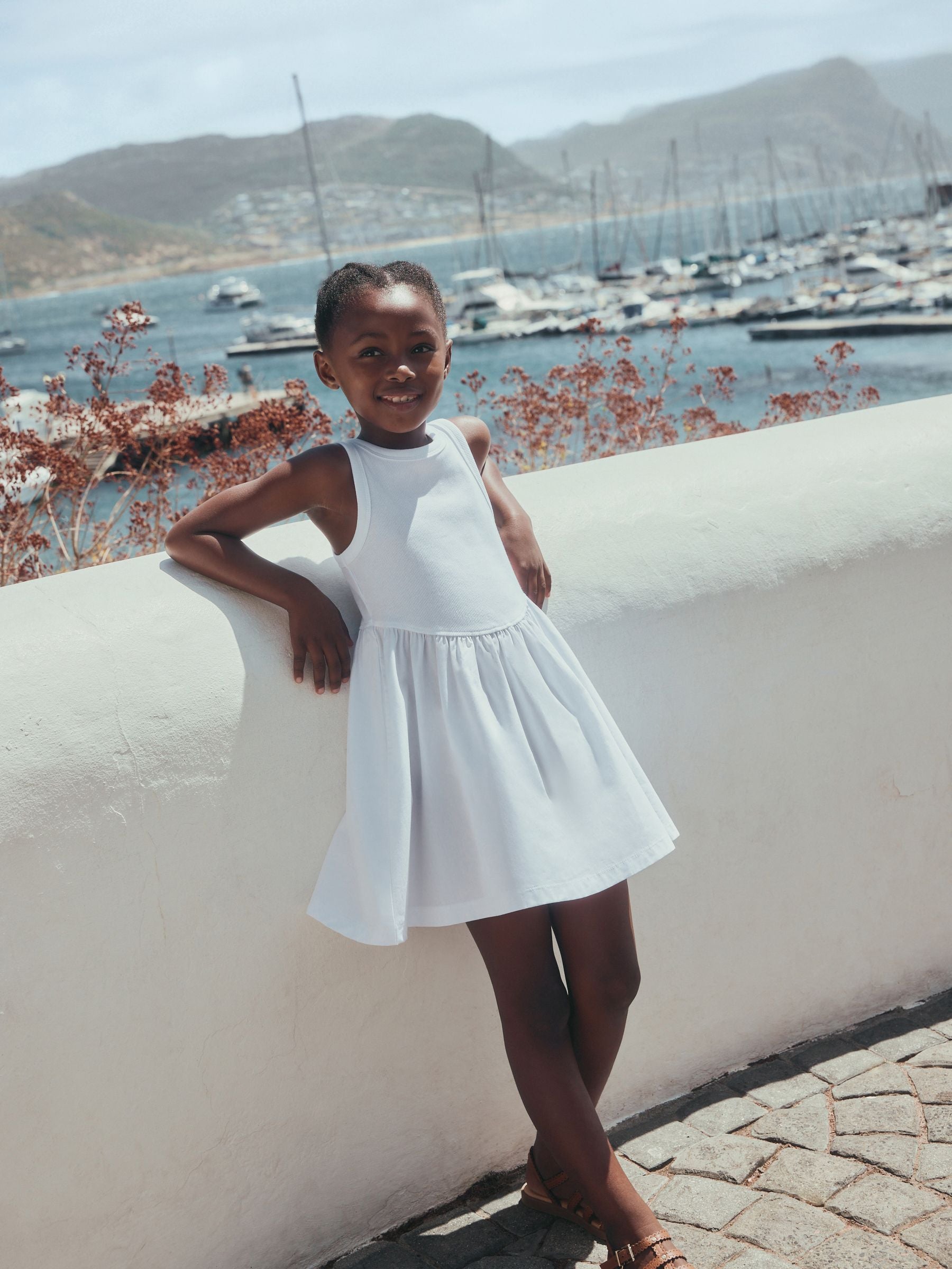 White Jersey Woven Mix Sleeveless Dress (3-16yrs) image 1