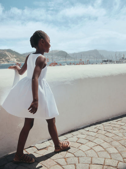 White Jersey Woven Mix Sleeveless Dress (3-16yrs) image 4