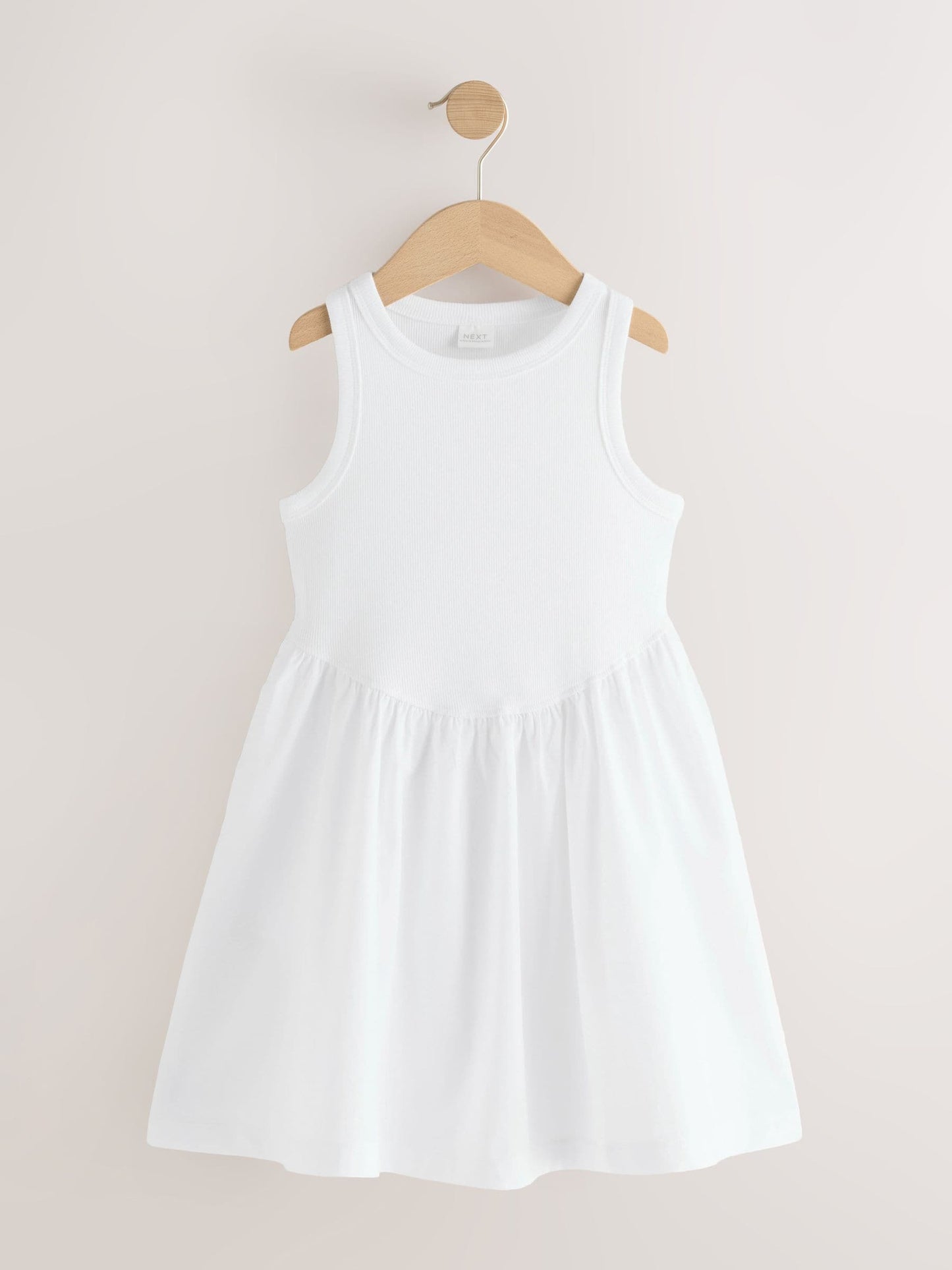 White Jersey Woven Mix Sleeveless Dress (3-16yrs) image 5