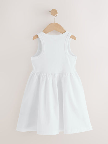 White Jersey Woven Mix Sleeveless Dress (3-16yrs) image 6