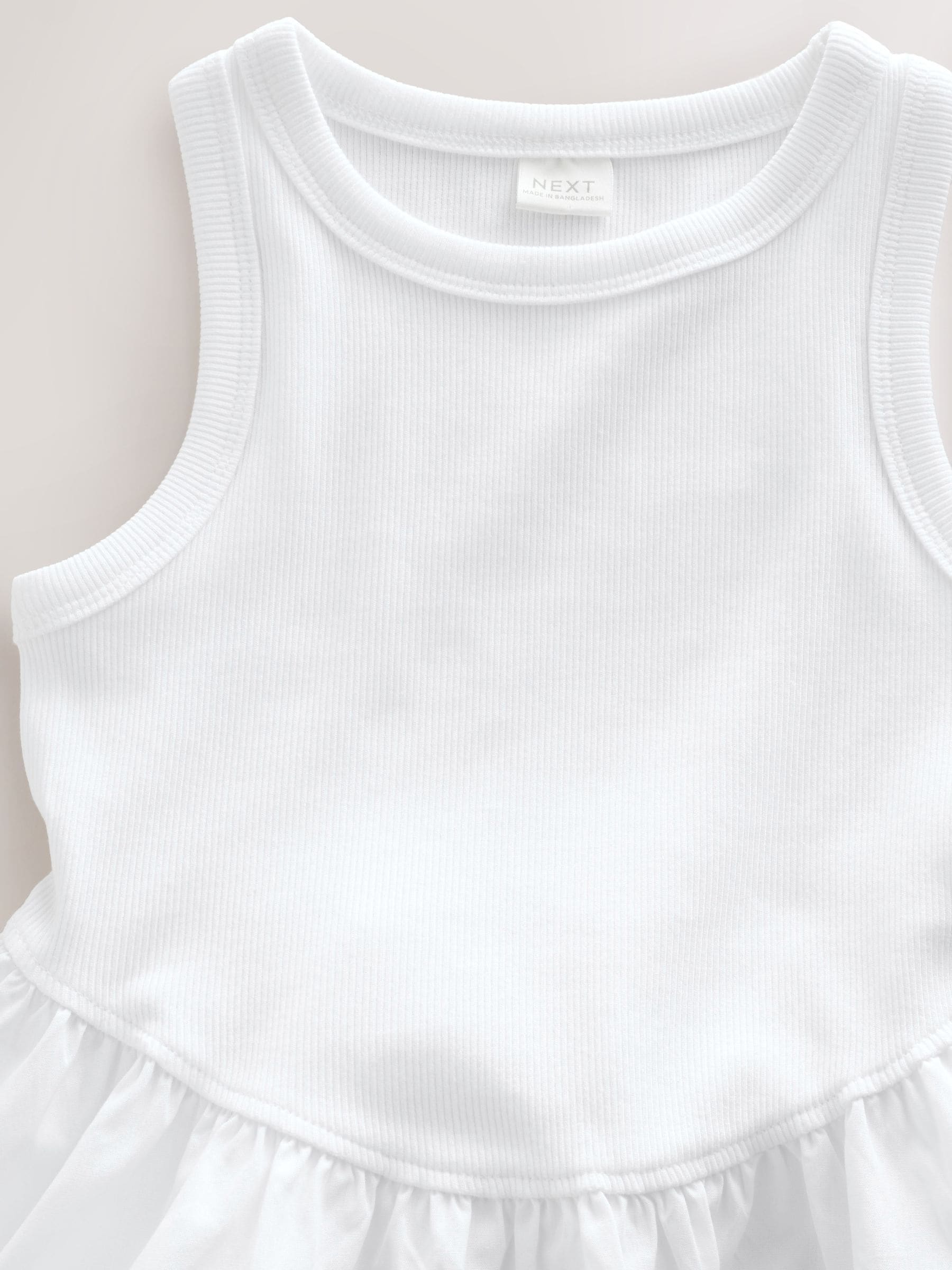 White Jersey Woven Mix Sleeveless Dress (3-16yrs) image 7