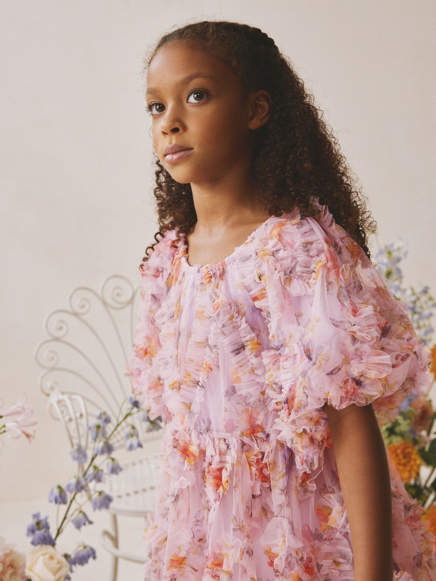 Lilac Purple Floral 3D Ruffle Mesh Occasion Dress (3-16yrs) image 2