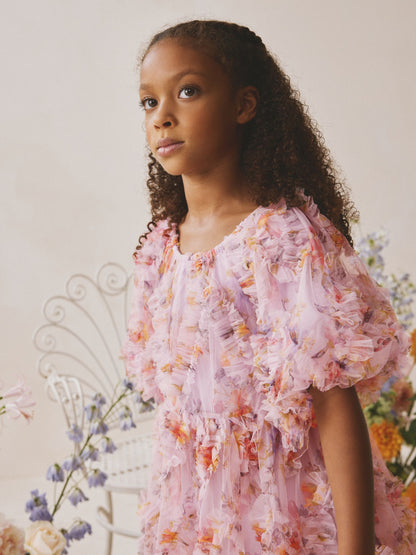 Lilac Purple Floral 3D Ruffle Mesh Occasion Dress (3-16yrs) image 2