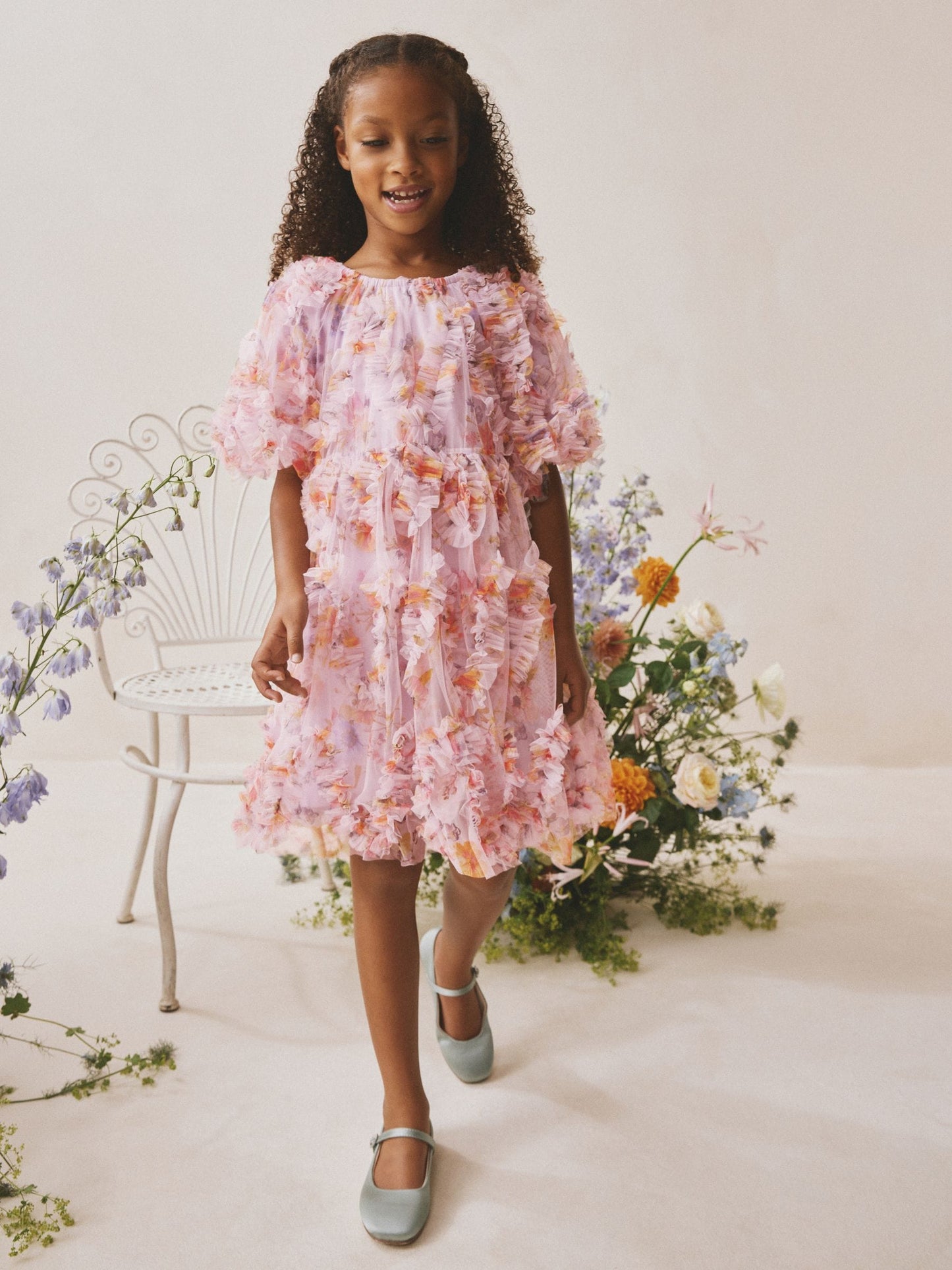 Lilac Purple Floral 3D Ruffle Mesh Occasion Dress (3-16yrs) image 4