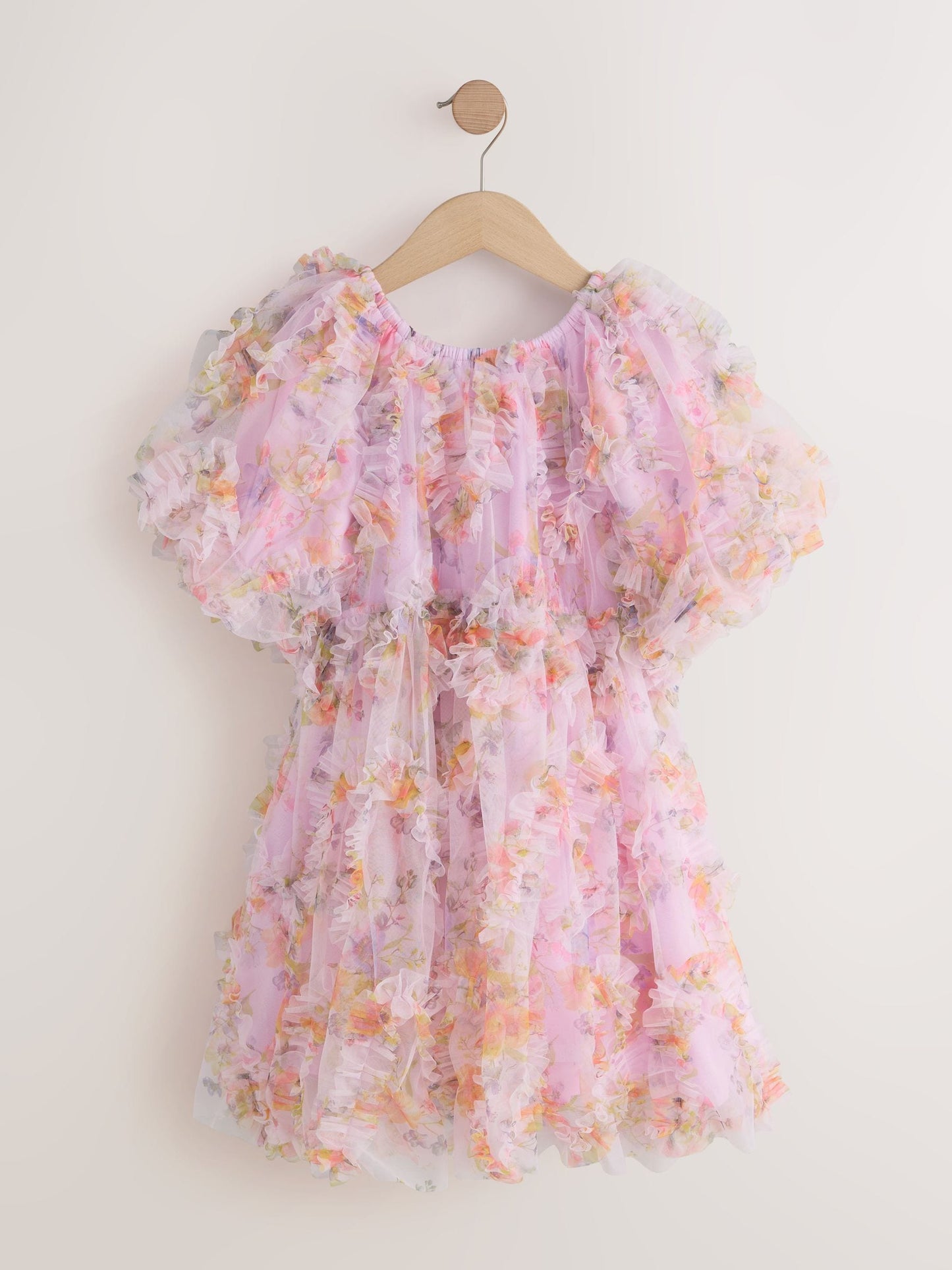Lilac Purple Floral 3D Ruffle Mesh Occasion Dress (3-16yrs) image 6