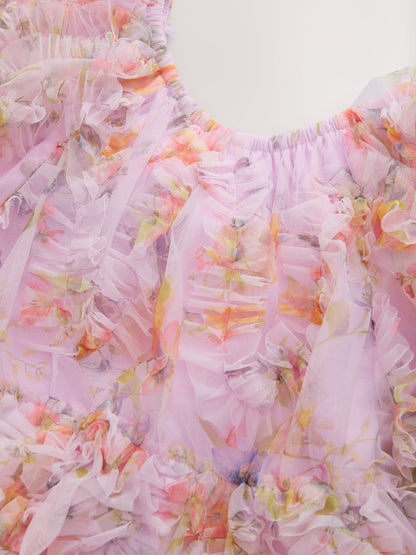 Lilac Purple Floral 3D Ruffle Mesh Occasion Dress (3-16yrs) image 7