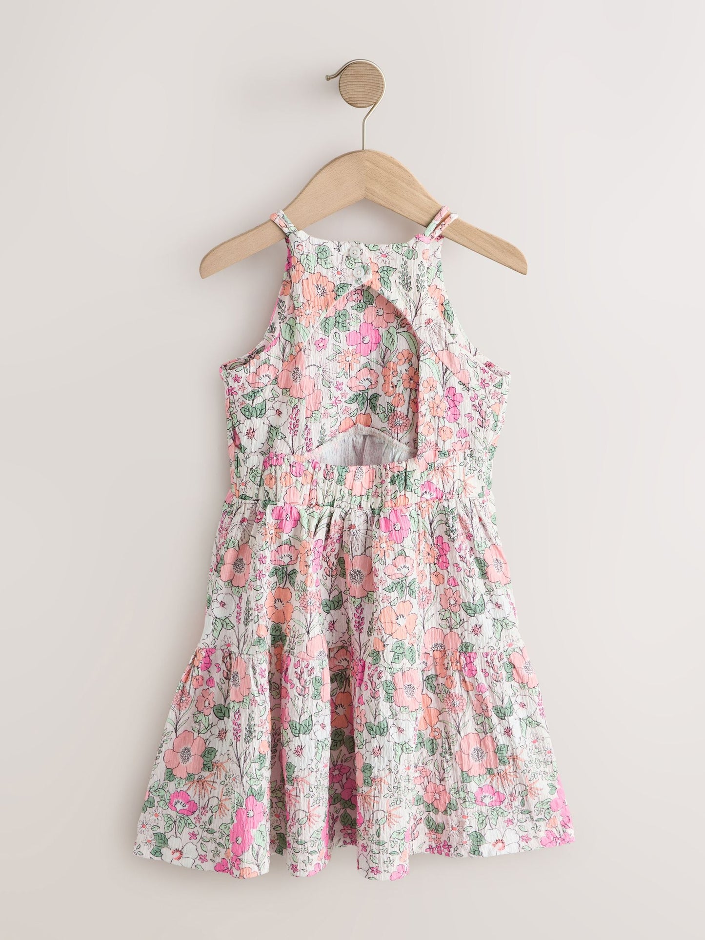 Pink Flower Print Strappy Crinkle Summer Dress (3-16yrs) image 6