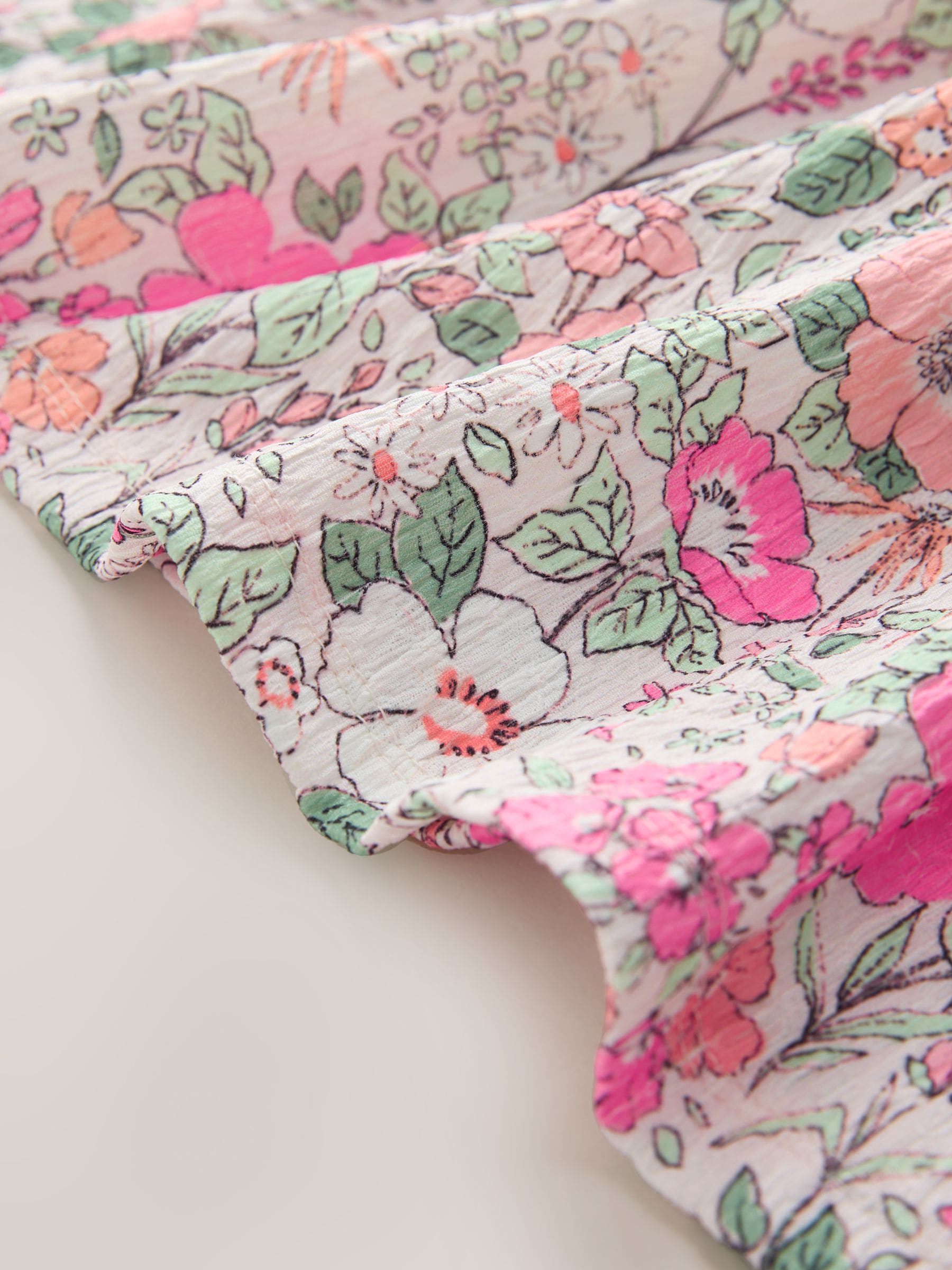 Pink Flower Print Strappy Crinkle Summer Dress (3-16yrs) image 8