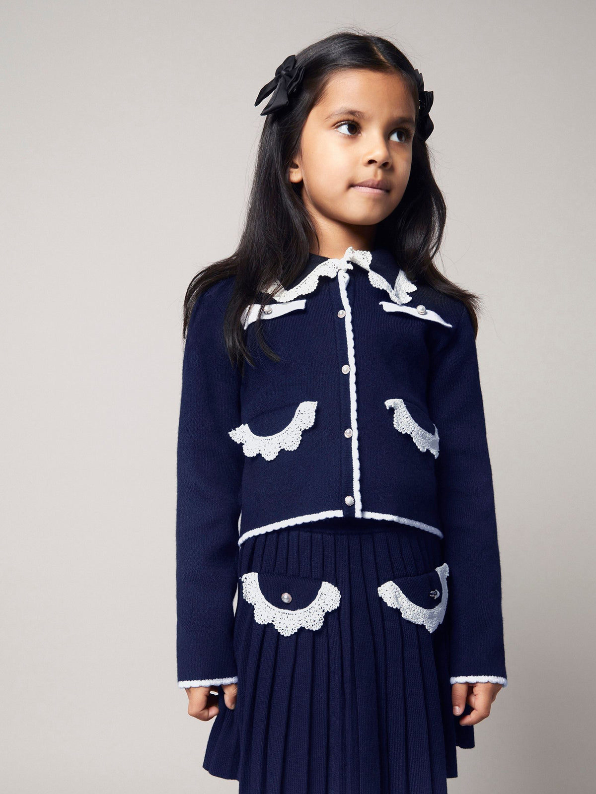 Monsoon Blue Crochet Collar Cardigan - image 1