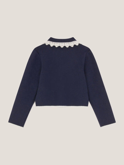 Monsoon Blue Crochet Collar Cardigan - image 3