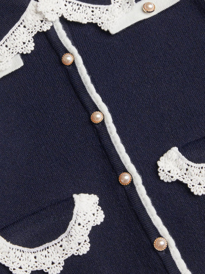 Monsoon Blue Crochet Collar Cardigan - image 4