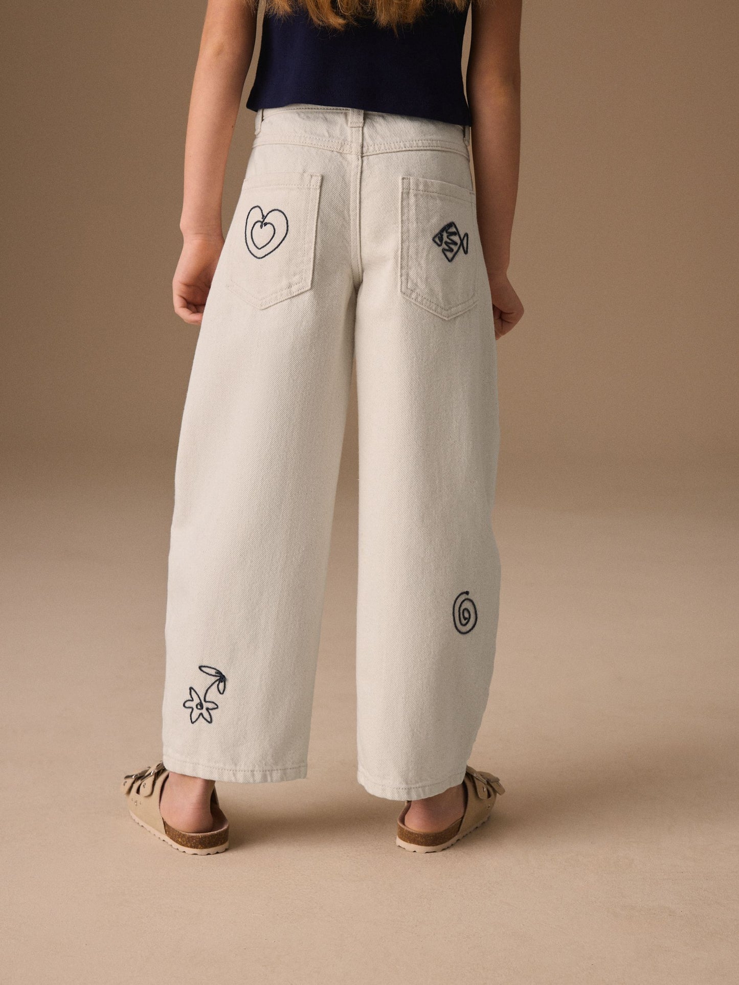Dsiney Kidz - Ecru Embroidery Barrel Leg Jeans (3-16yrs) image 3