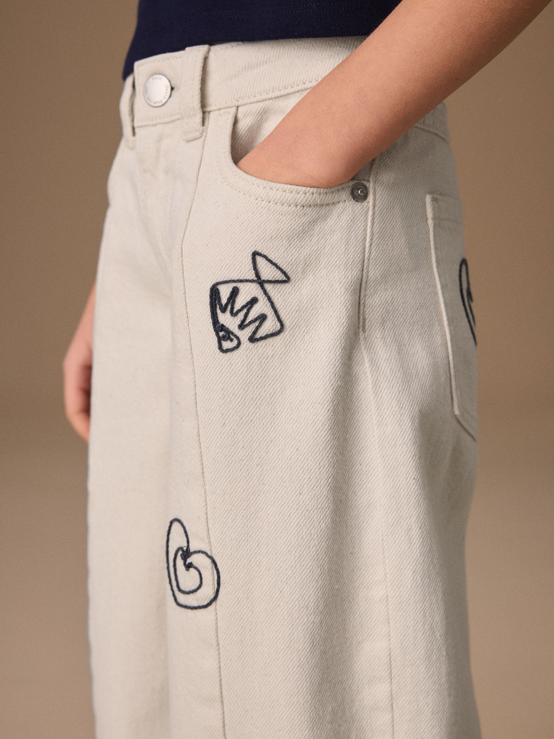 Dsiney Kidz - Ecru Embroidery Barrel Leg Jeans (3-16yrs) image 4