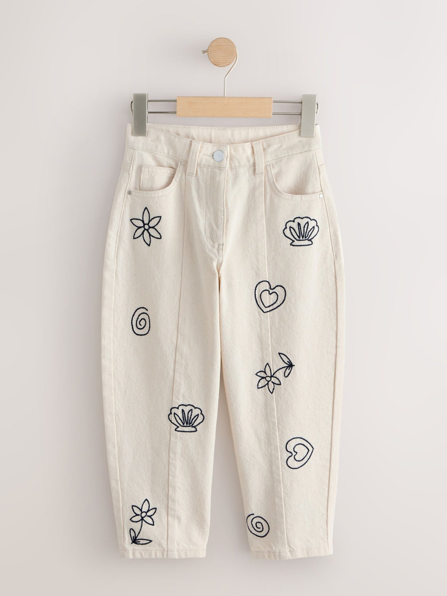 Dsiney Kidz - Ecru Embroidery Barrel Leg Jeans (3-16yrs) image 5