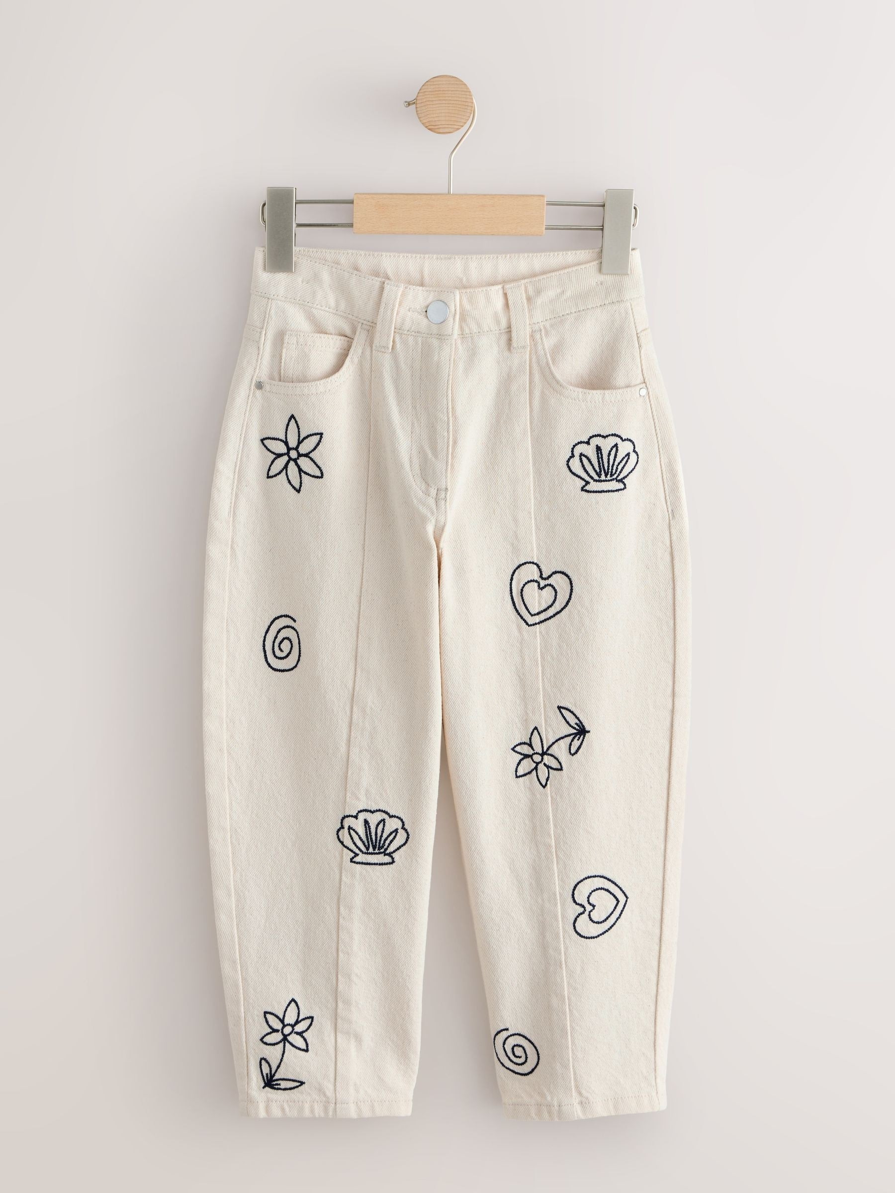 Dsiney Kidz - Ecru Embroidery Barrel Leg Jeans (3-16yrs) image 5