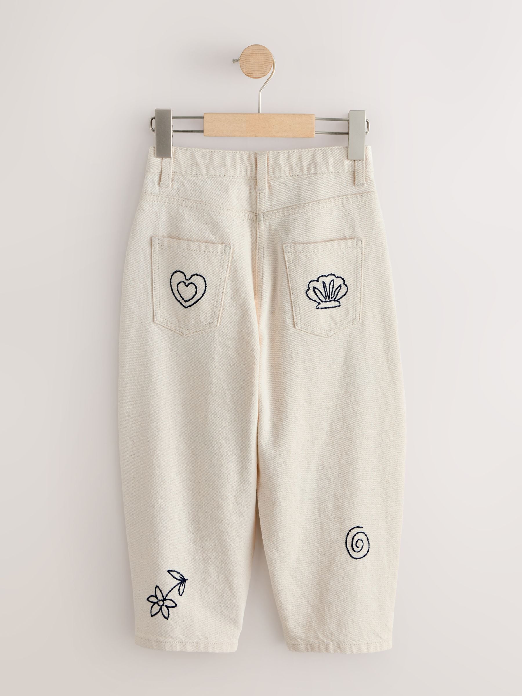 Dsiney Kidz - Ecru Embroidery Barrel Leg Jeans (3-16yrs) image 6