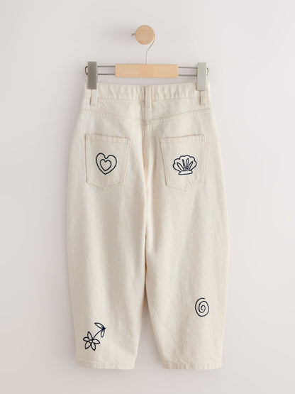 Dsiney Kidz - Ecru Embroidery Barrel Leg Jeans (3-16yrs) image 6