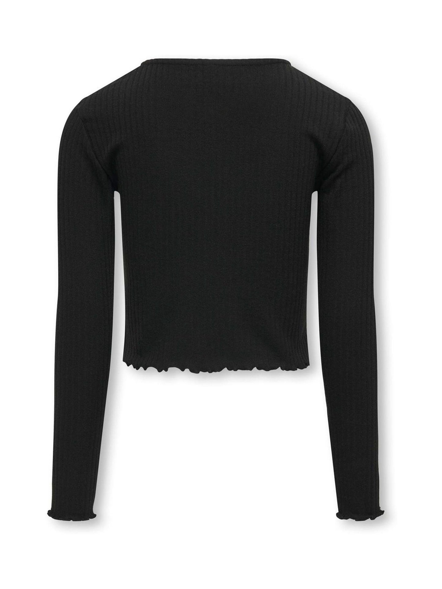 Dsiney Kidz - ONLY KIDS Black Long Sleeve Ribbed T-Shirt With Lettuce Edge image 3