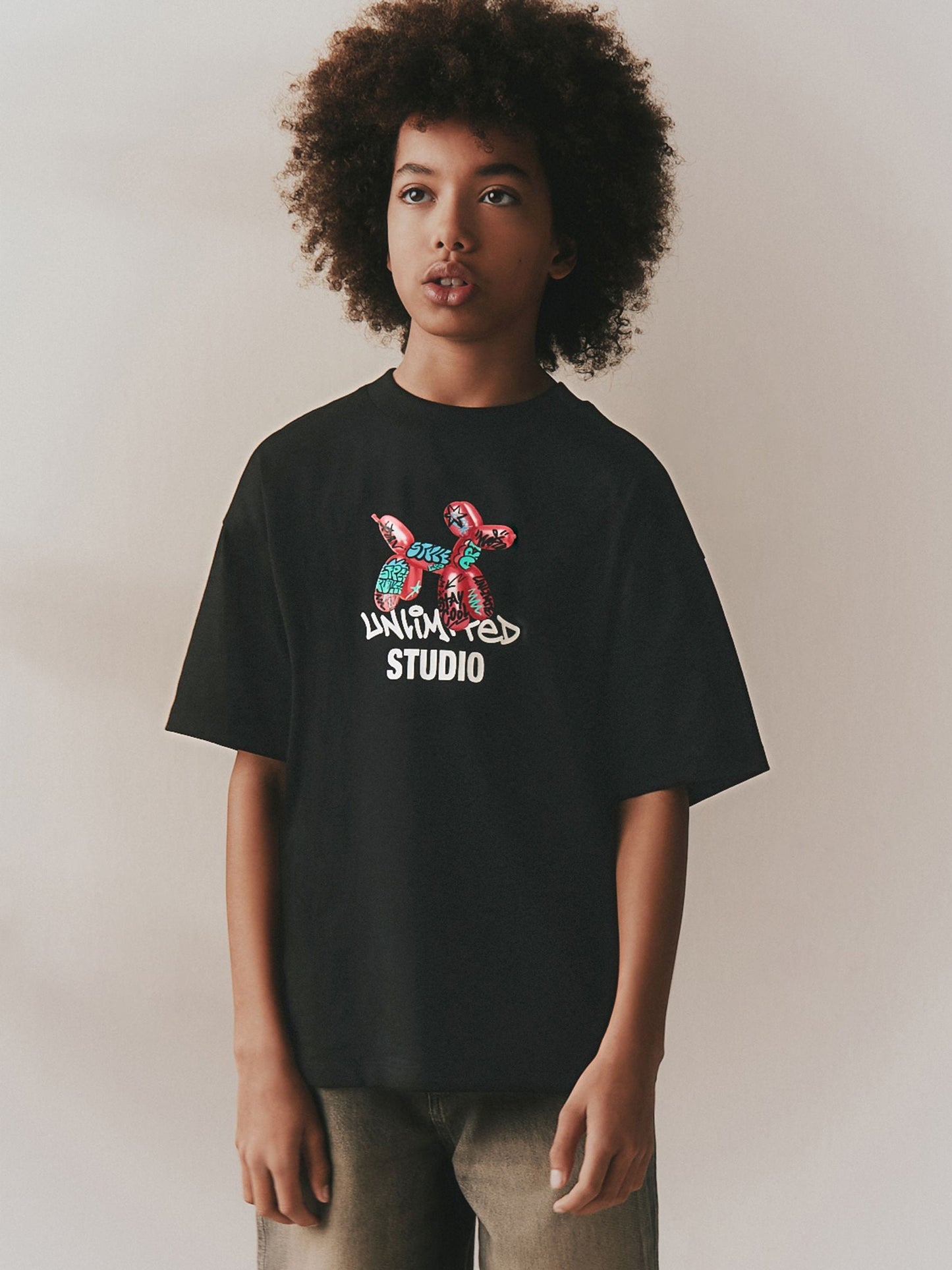 Dsiney Kidz - Black Graffiti Balloon Short Sleeve Graphic T-Shirt (3-16yrs) image 1