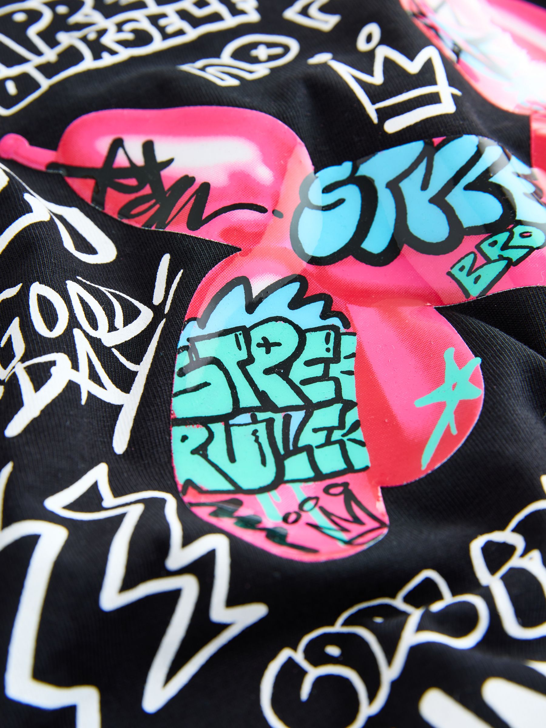 Dsiney Kidz - Black Graffiti Balloon Short Sleeve Graphic T-Shirt (3-16yrs) image 6
