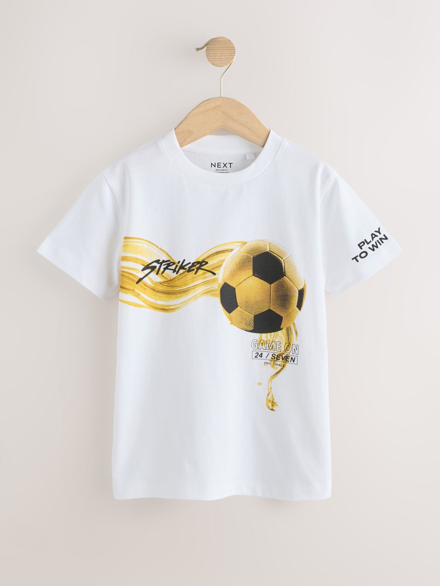 Dsiney Kidz - White/Gold Short Sleeve Graphic Football T-Shirt (3-16yrs) image 1