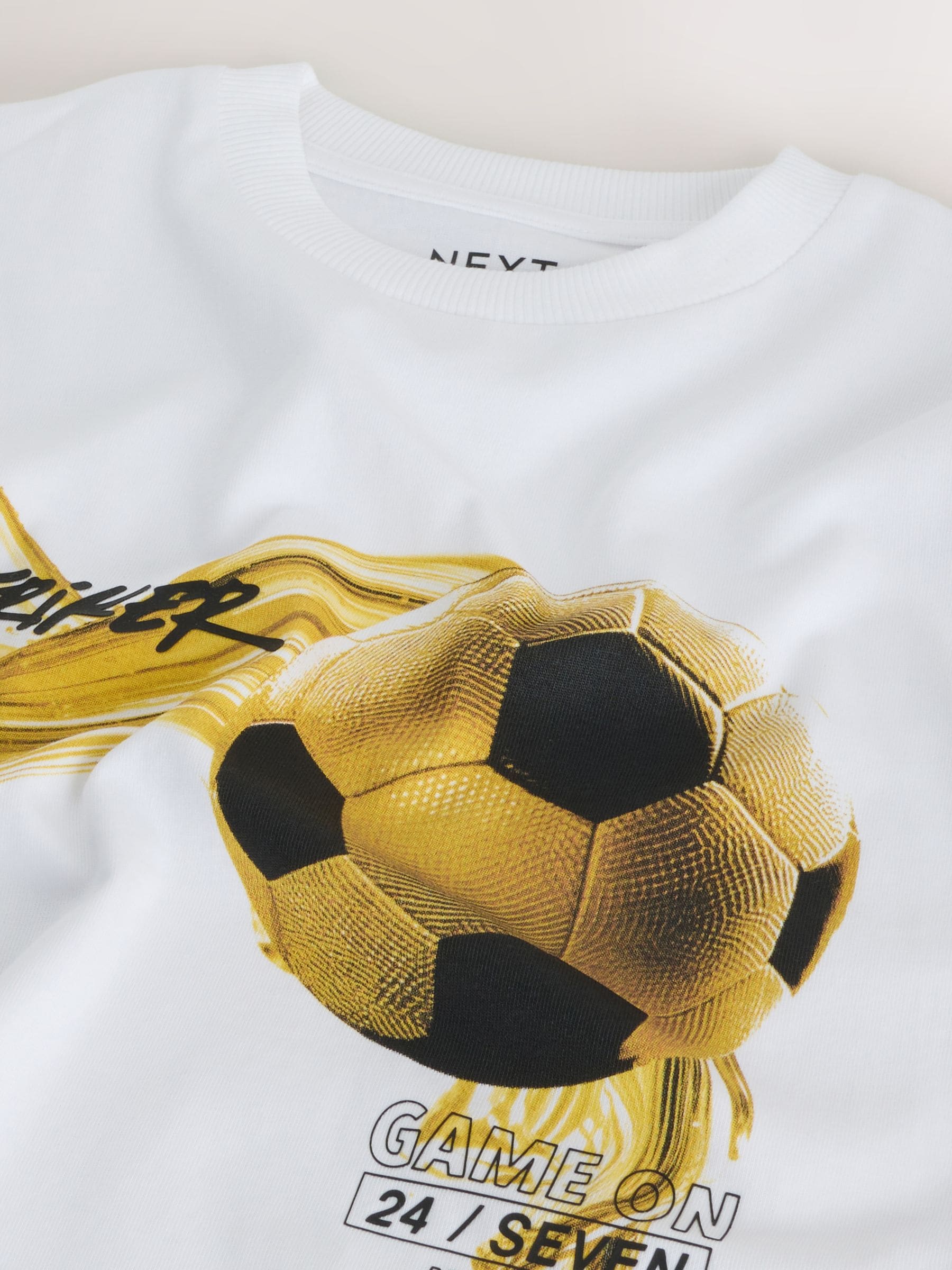 Dsiney Kidz - White/Gold Short Sleeve Graphic Football T-Shirt (3-16yrs) image 4