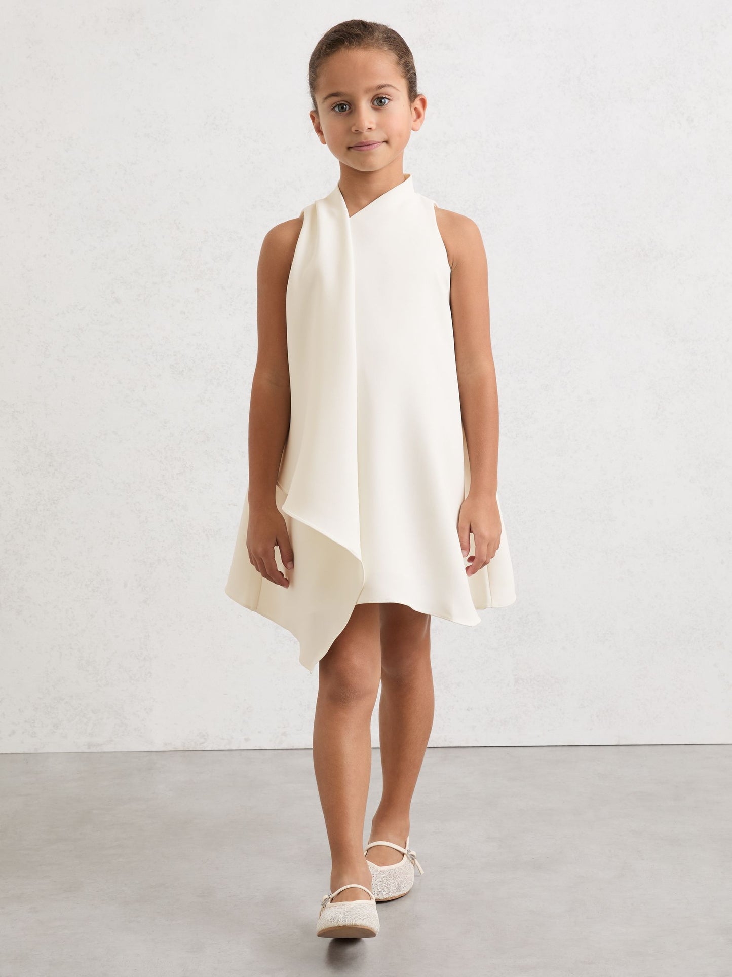 Reiss Ivory Zoe 3-9 yrs Draped Sleeveless Shift Dress image 1