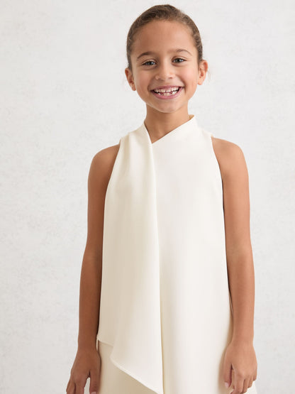 Reiss Ivory Zoe 3-9 yrs Draped Sleeveless Shift Dress image 3