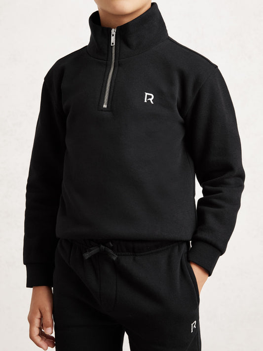 Reiss Black Sulley 9-13 yrs Half-Zip Logo Tracksuit Set image 1