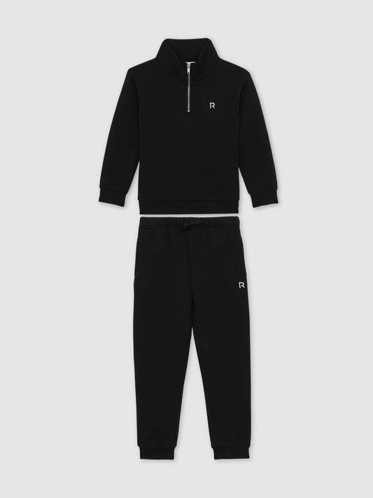 Reiss Black Sulley 9-13 yrs Half-Zip Logo Tracksuit Set image 2