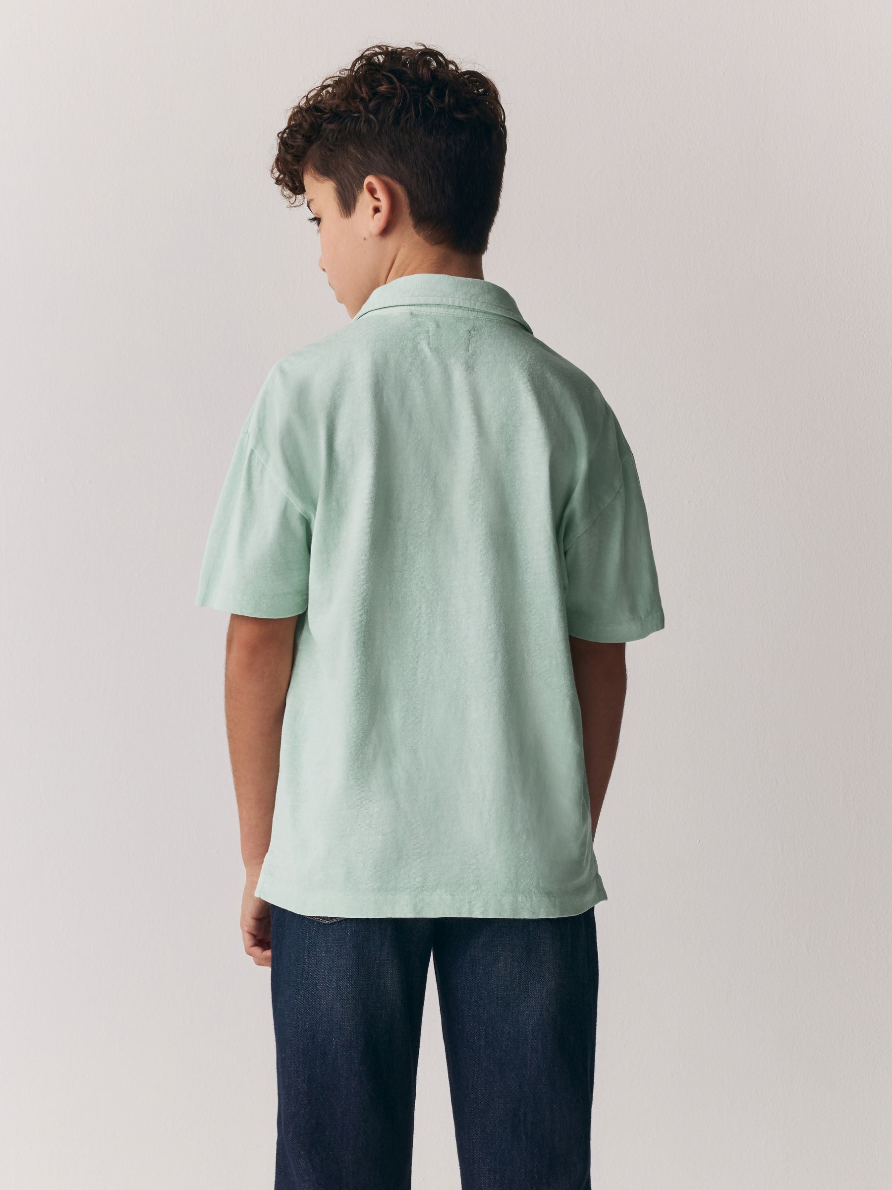 Dsiney Kidz - Superdry Mint Green Linen Blend Polo Shirt image 3