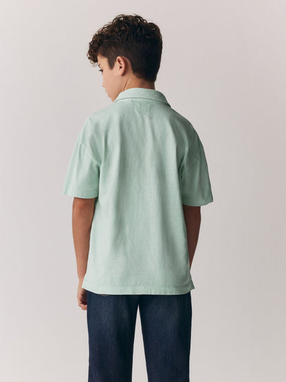 Dsiney Kidz - Superdry Mint Green Linen Blend Polo Shirt image 3