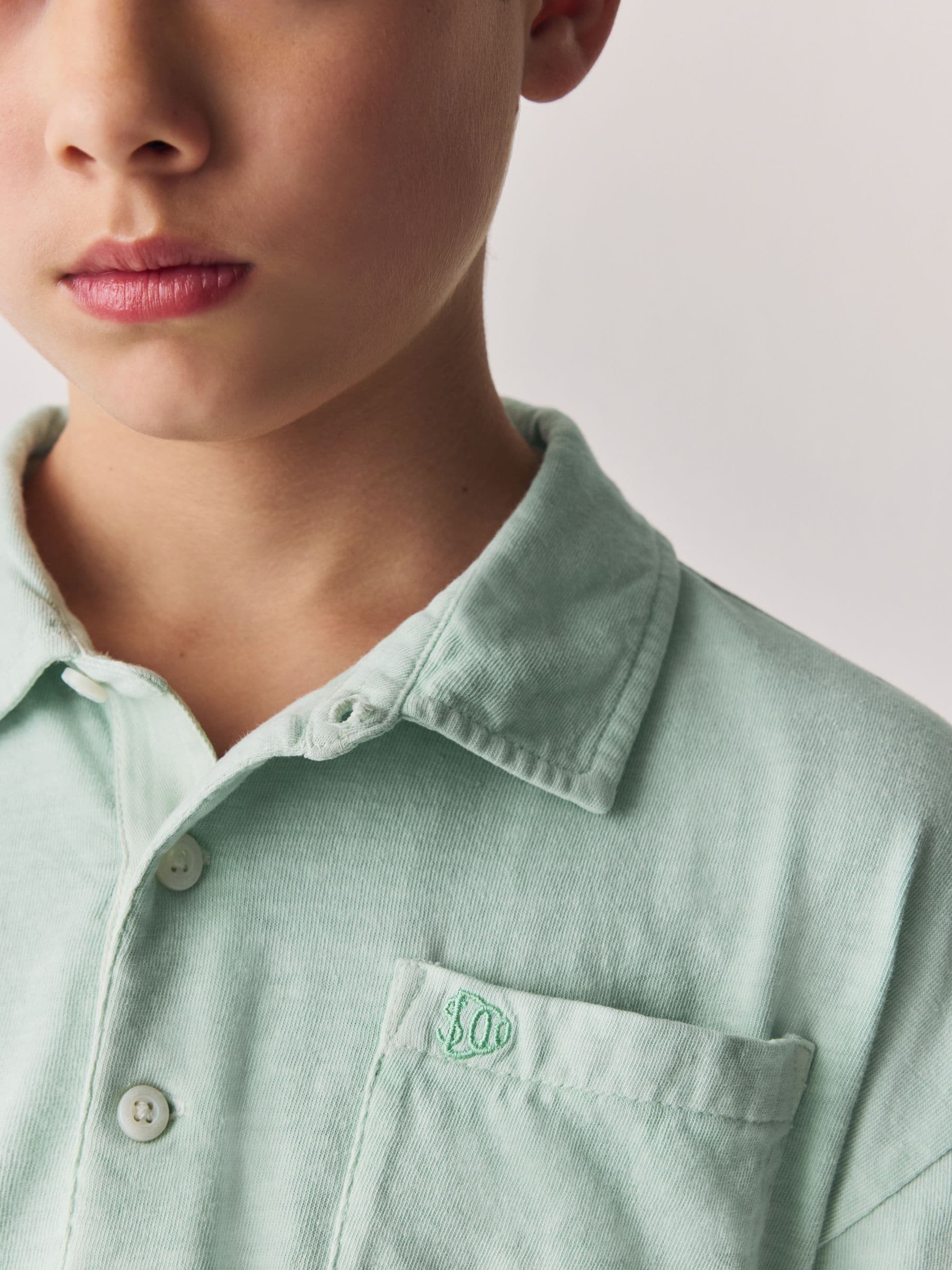 Dsiney Kidz - Superdry Mint Green Linen Blend Polo Shirt image 4