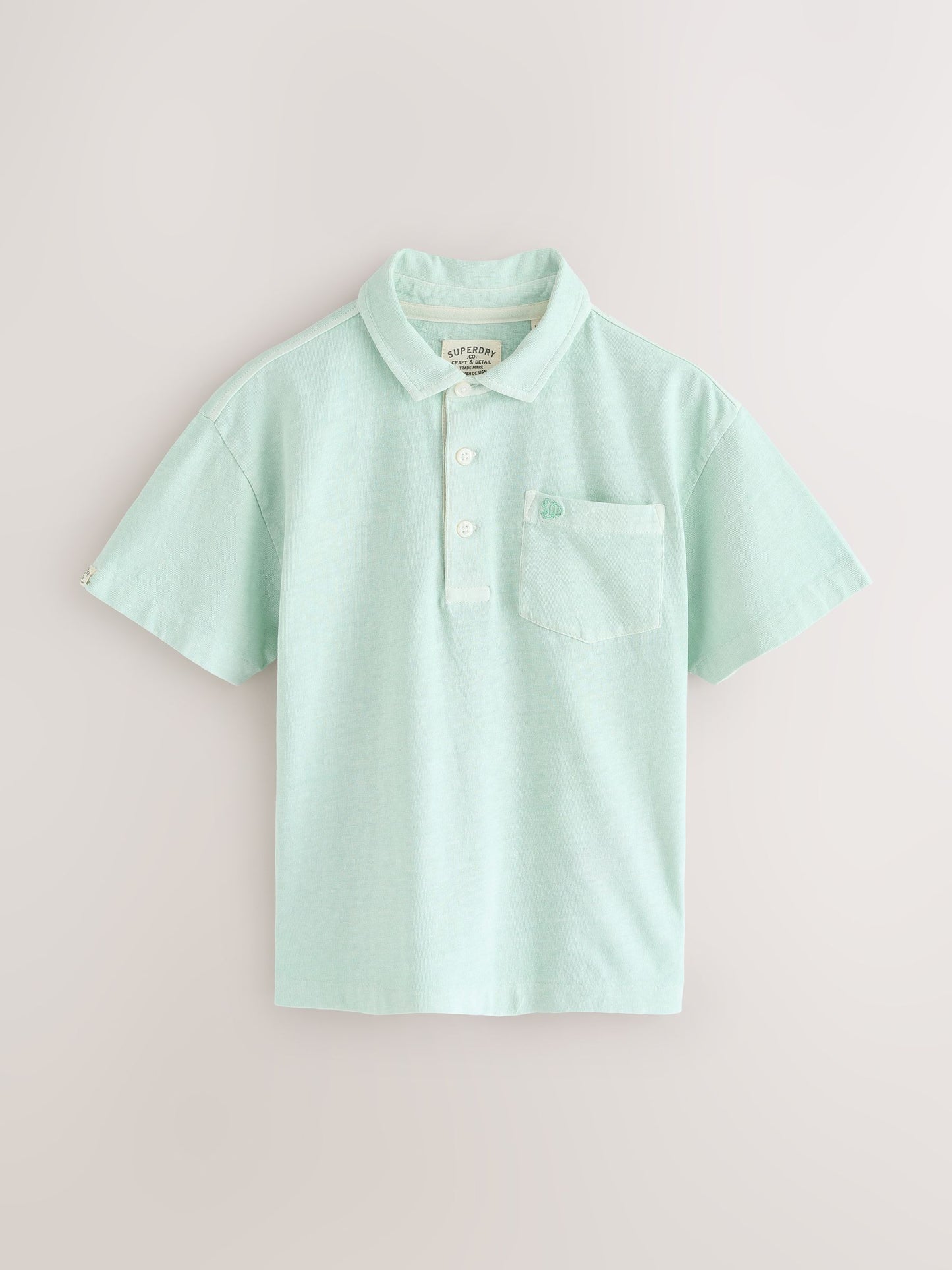 Dsiney Kidz - Superdry Mint Green Linen Blend Polo Shirt image 6