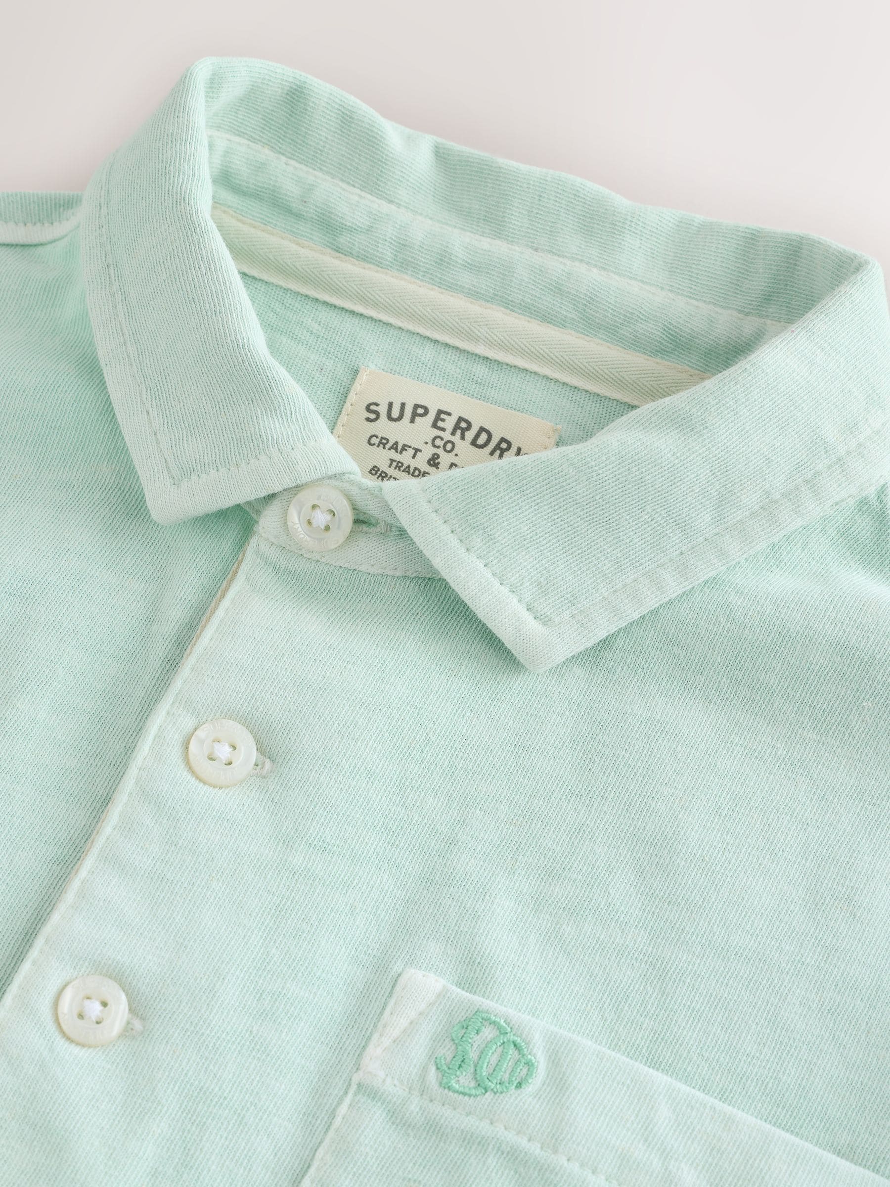 Dsiney Kidz - Superdry Mint Green Linen Blend Polo Shirt image 8