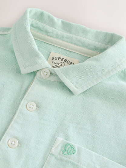 Dsiney Kidz - Superdry Mint Green Linen Blend Polo Shirt image 8
