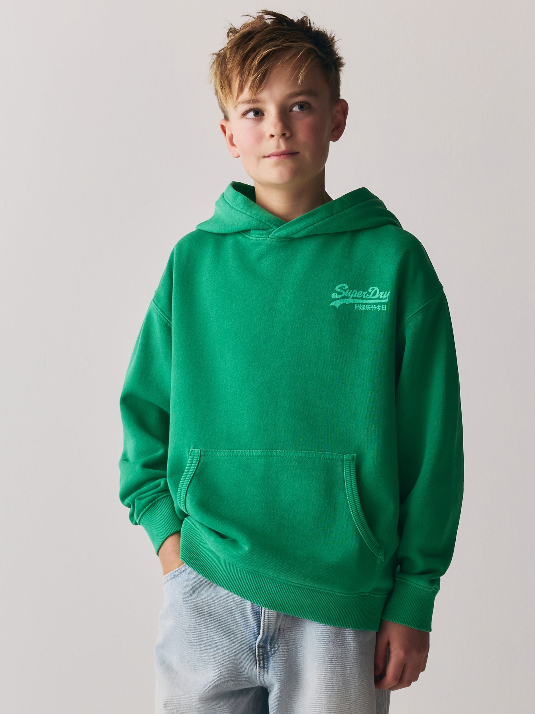 Dsiney Kidz - Superdry Bright Green Logo Hoodie image 4