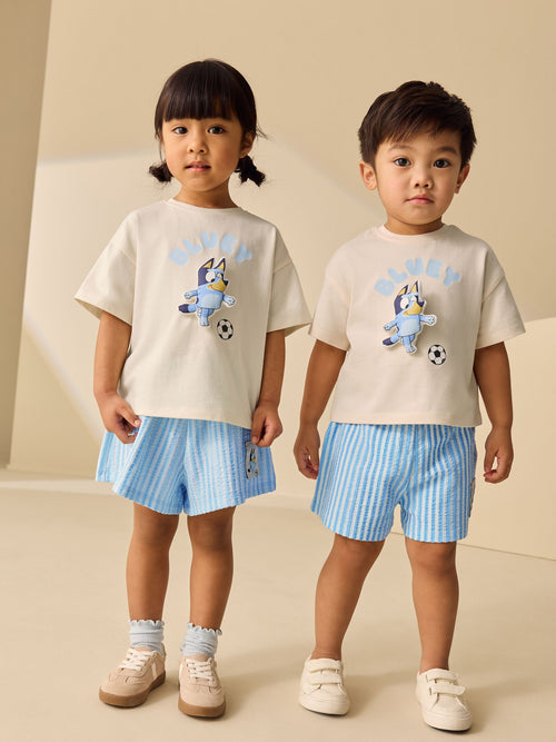 Ecru White Bluey Football Shorts Set (12mths-7yrs) image 1