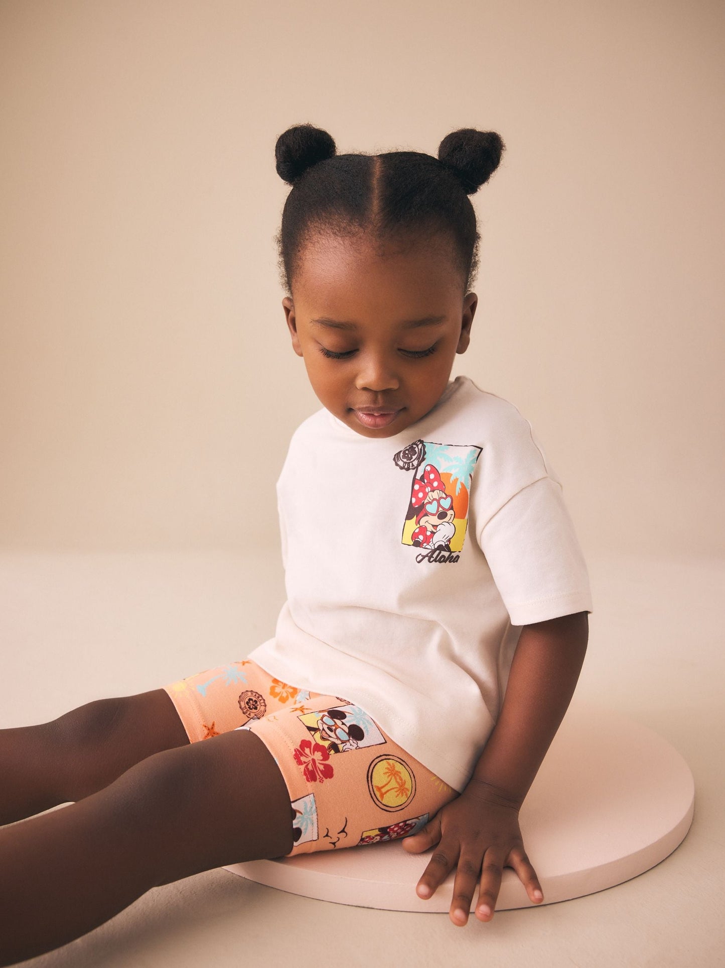 Ecru White Beach Minnie Mouse Cycle Shorts Set (3mths-7yrs) image 3