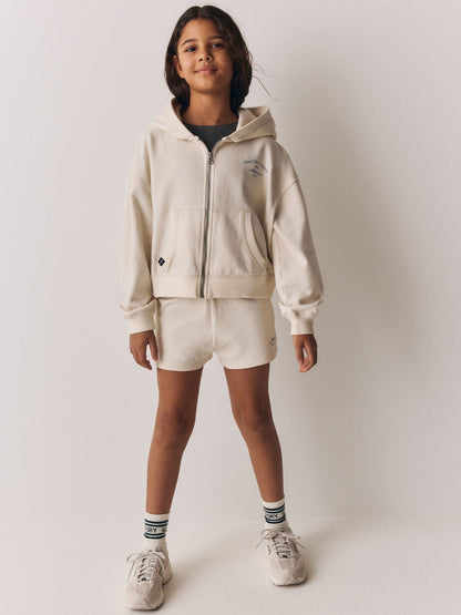 Superdry Cream Sweat Top & Shorts Set image 3