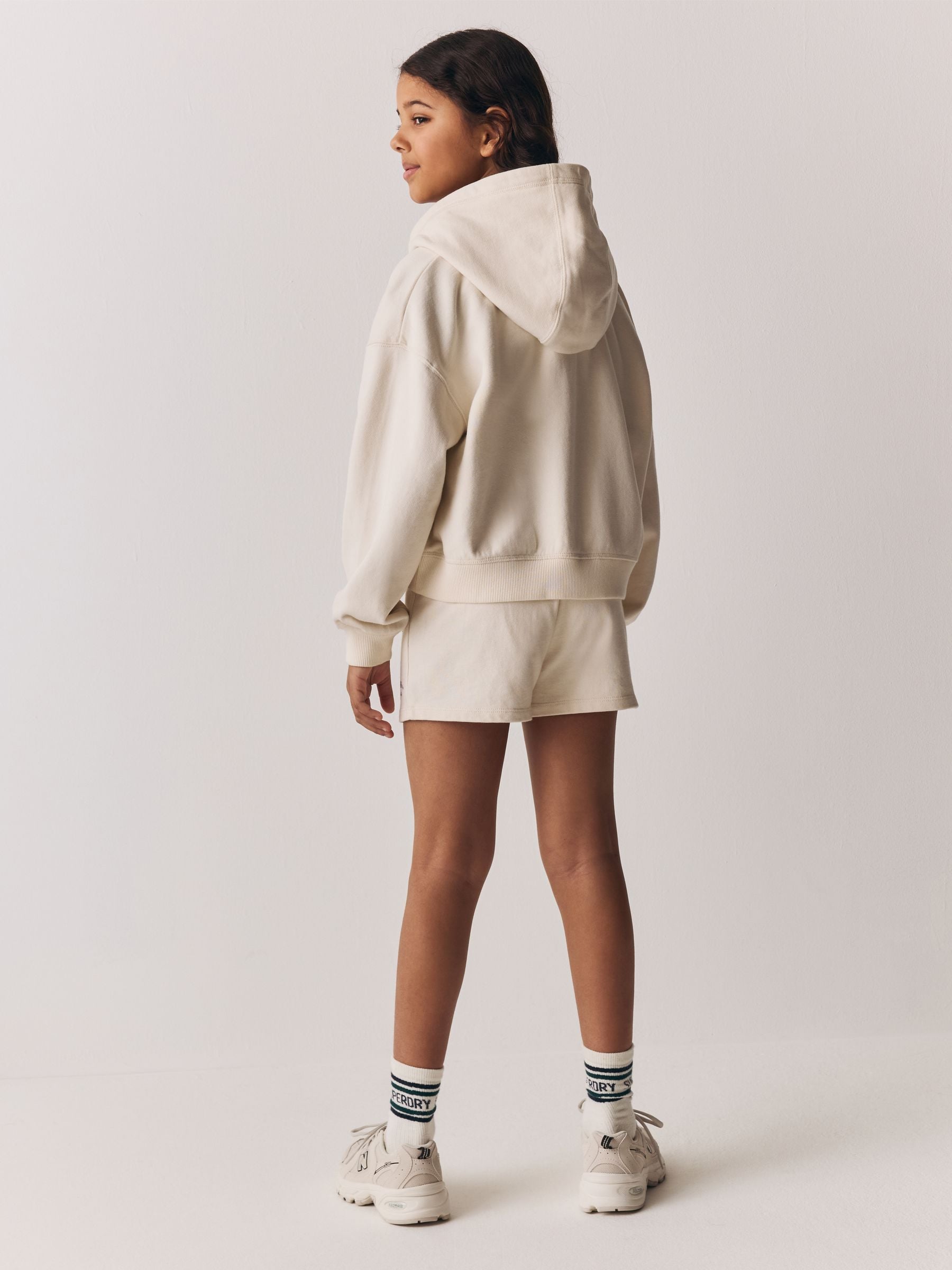 Superdry Cream Sweat Top & Shorts Set image 4