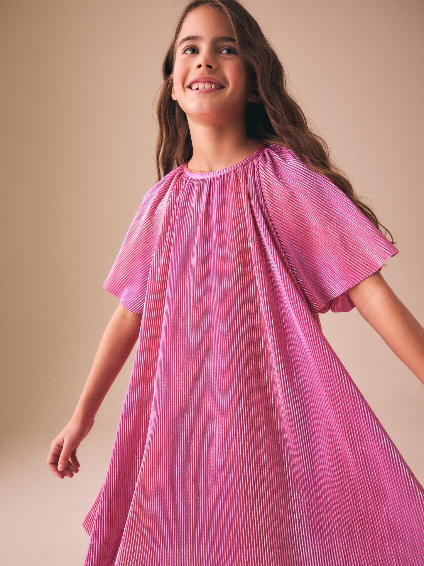 Pink Sparkle Angel Sleeve Party Dress (3-16yrs) image 1