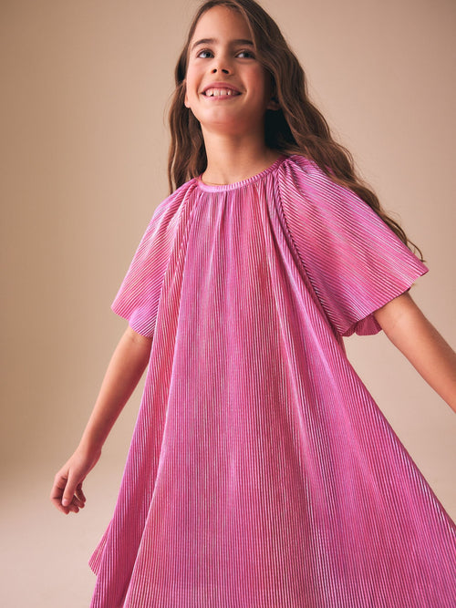 Pink Sparkle Angel Sleeve Party Dress (3-16yrs) image 1